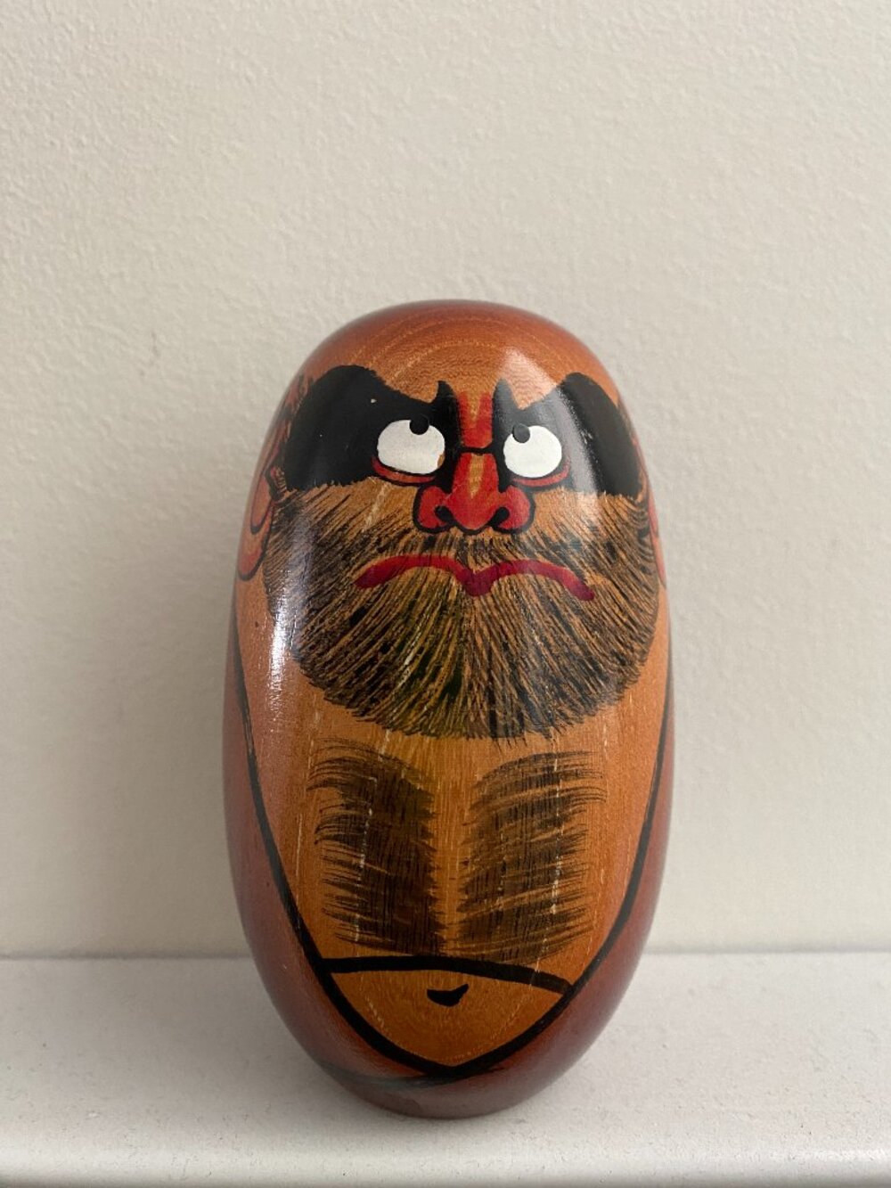 VINTAGE WOODEN DARUMA CARVING HAND CRAFTED JAPANESE ART TRADITIONAL